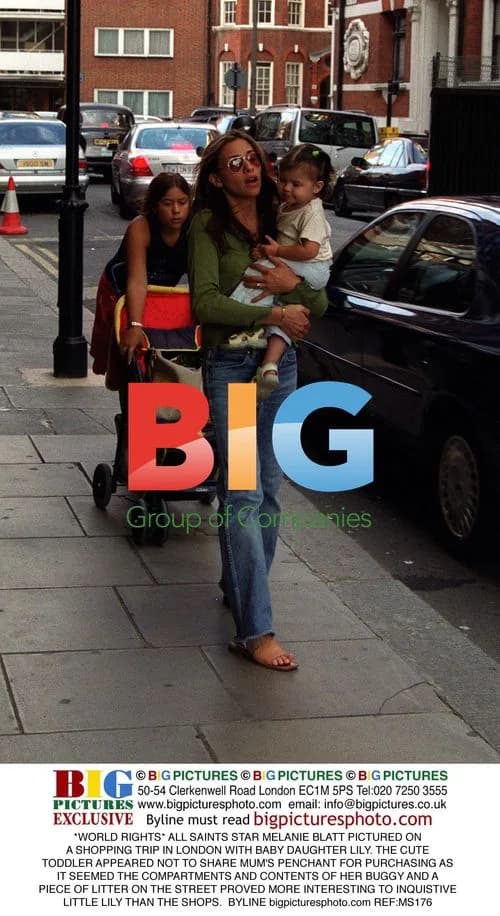 Melanie Blatt Shops with Baby Lily in London