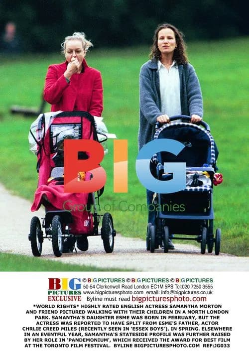 Samantha Morton and friend with children in park