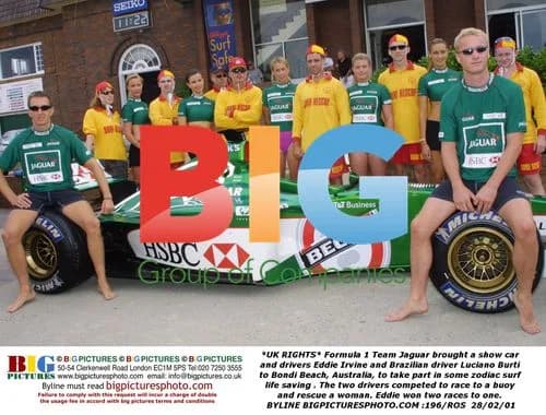 Formula 1 drivers compete in surf life saving