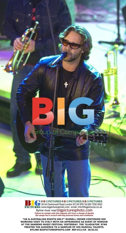 Russell Crowe performs at Sanremo Music Festival