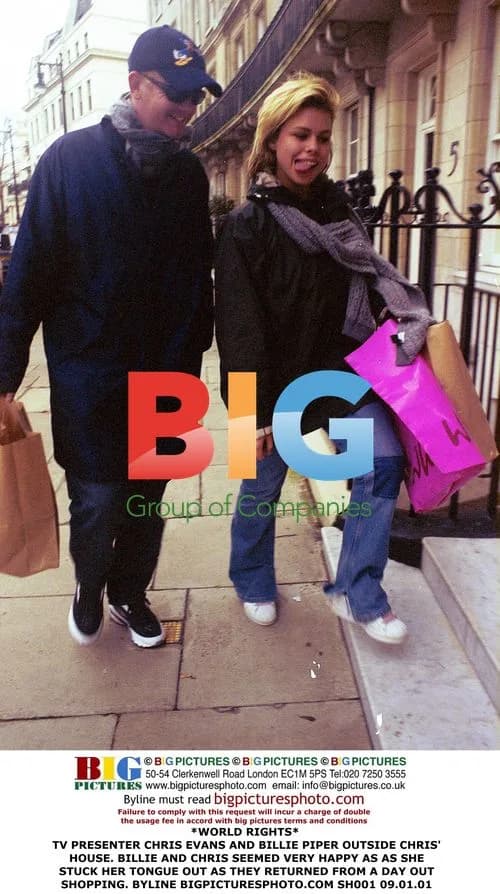 Chris Evans and Billie Piper outside his house