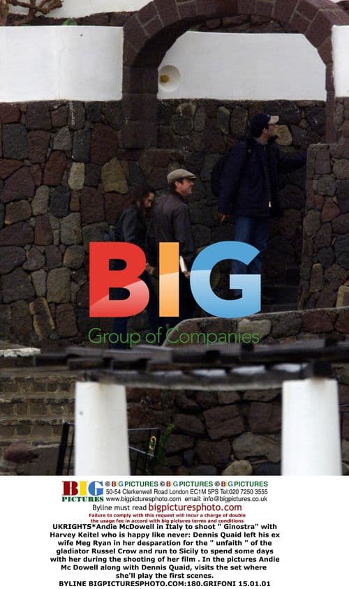 Andie McDowell on set of "Ginostra" with Dennis Quaid