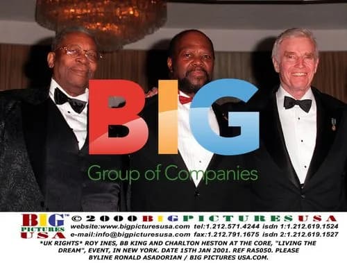 Roy Ines, BB King, and Charlton Heston at "Living the Dream" Event