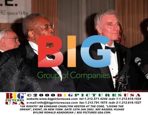 BB King and Charlton Heston at "Living the Dream" Event
