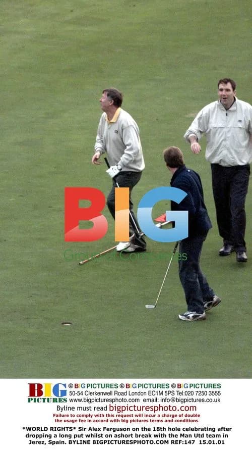 Sir Alex Ferguson Celebrates Golf Putt in Jerez, Spain