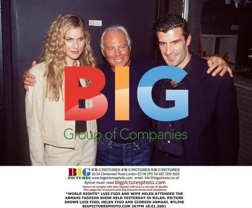 Luis Figo and wife Helen at Armani fashion show