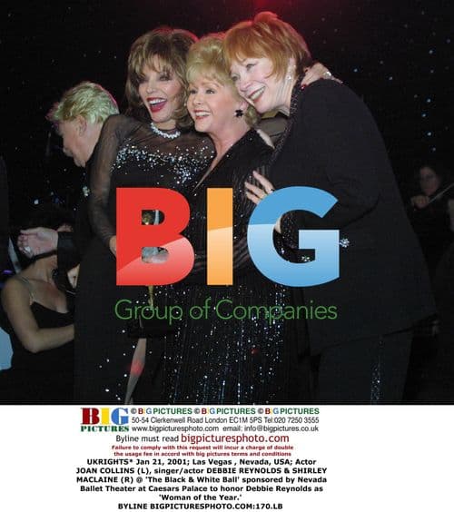 Collins, Reynolds & MacLaine at Black & White Ball