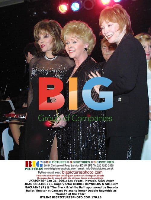 Joan Collins, Debbie Reynolds, & Shirley MacLaine at Black & White Ball