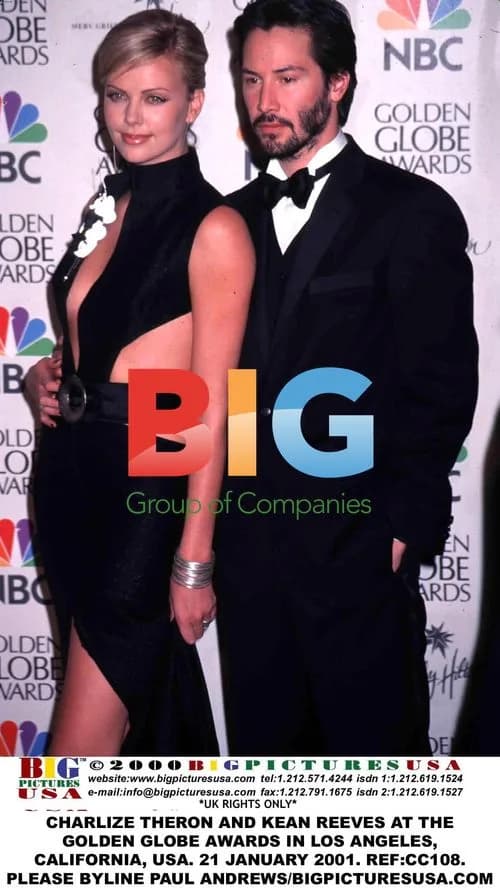 Charlize Theron and Kean Reeves at Golden Globes