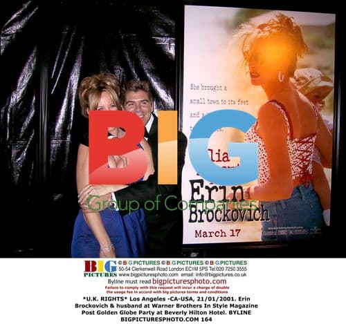 Erin Brockovich & Husband at Golden Globe Party