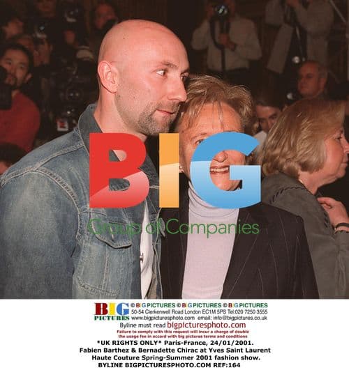 Fabien Barthez & Bernadette Chirac at YSL Fashion Show