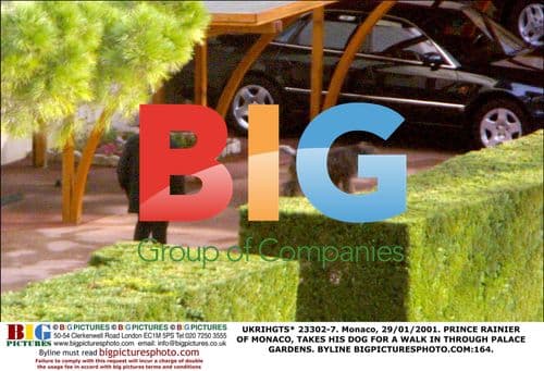 Prince Rainier of Monaco Walks Dog in Palace Gardens