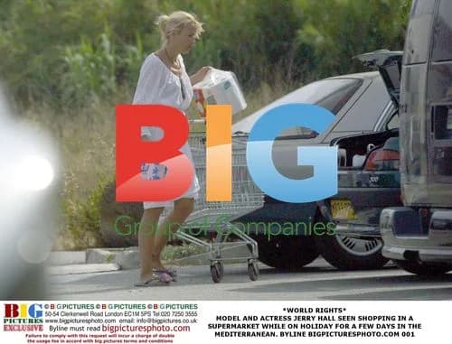 Jerry Hall Seen Shopping in Supermarket