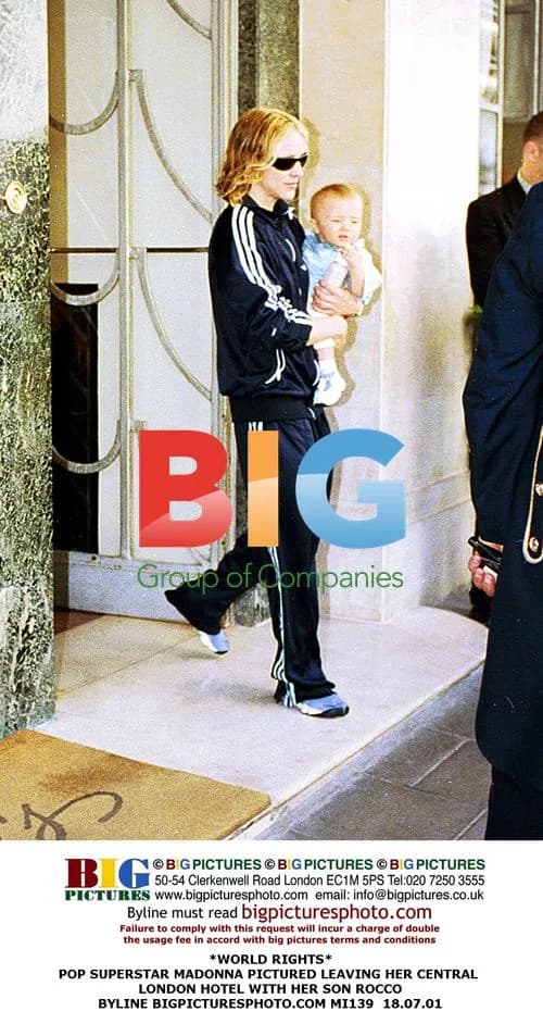 MADONNA LEAVING LONDON HOTEL WITH SON ROCCO