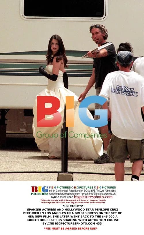 Penelope Cruz on Movie Set in Bridal Gown