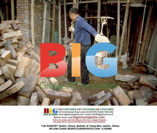 Builder at Work in Guilin, China