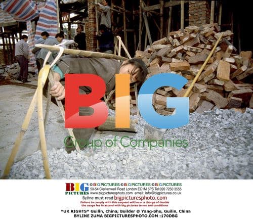 Builder at Construction Site in Guilin, China