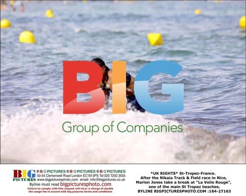 Marion Jones relaxes in St-Tropez after race