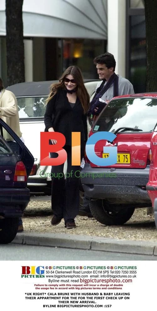 Carla Bruni Leaves Apartment with Family