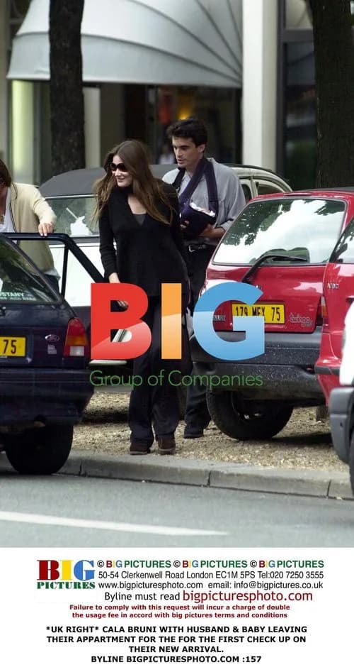 Carla Bruni Leaving Home with Husband and Baby