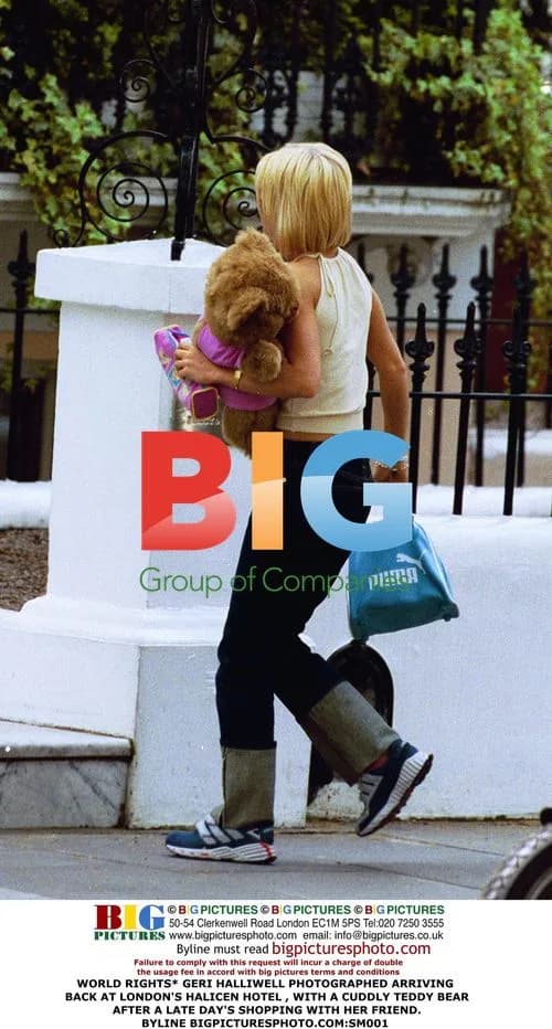 Geri Halliwell Arrives at London Hotel with Teddy Bear