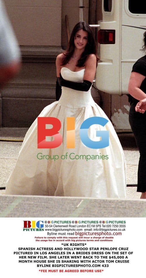 Penélope Cruz on set in bridal gown