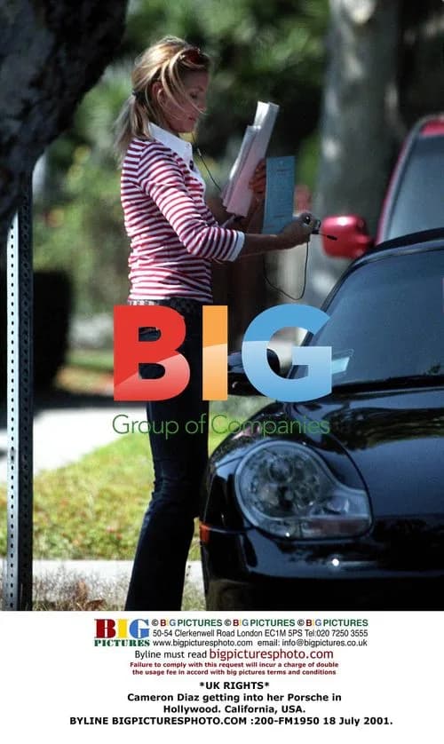 Cameron Diaz gets into her Porsche in Hollywood