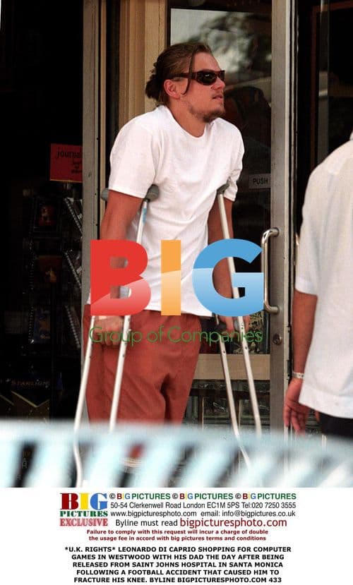 Leonardo DiCaprio Shopping After Football Injury