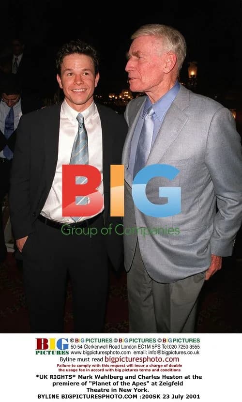 Mark Wahlberg and Charles Heston at 'Planet of the Apes' Premiere