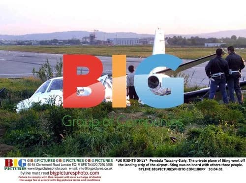 Sting's private plane off landing strip