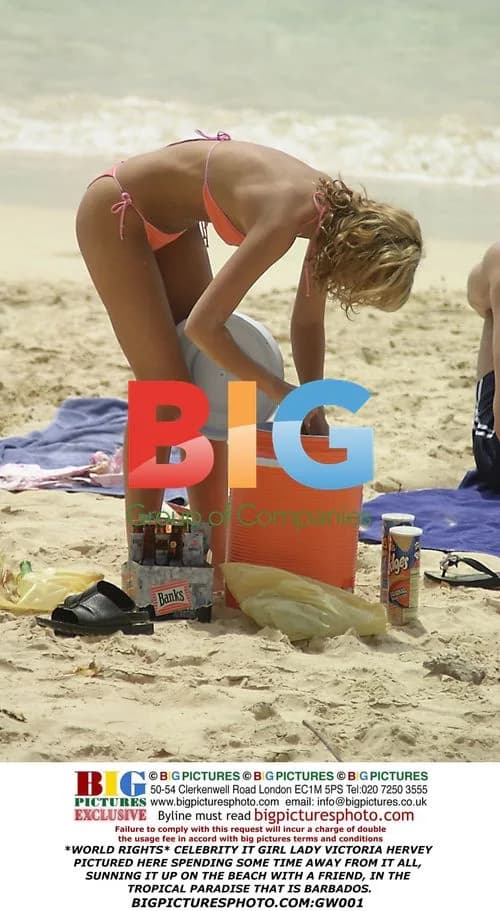 Lady Victoria Hervey Relaxes on Barbados Beach