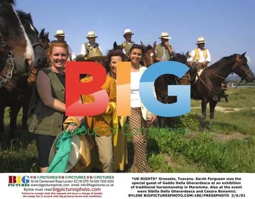 Sarah Ferguson at horse exhibition in Tuscany