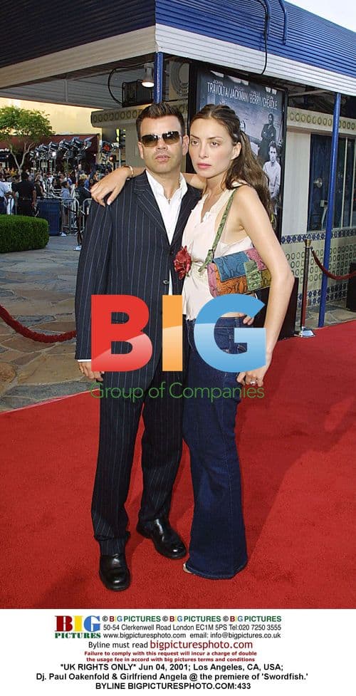 DJ Paul Oakenfold & GF Angela at 'Swordfish' premiere