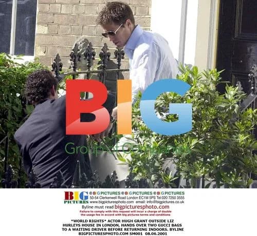 Hugh Grant outside Liz Hurley's house