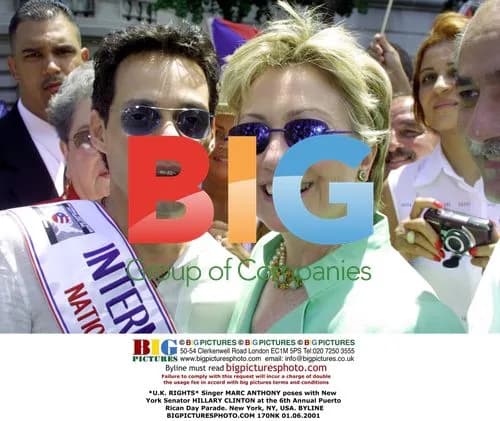 MARC ANTHONY and HILLARY CLINTON at Puerto Rican Day Parade