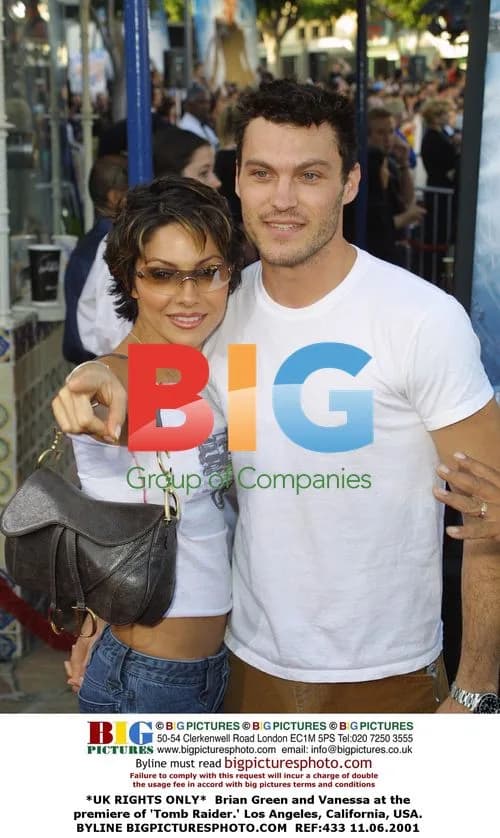 Brian Green and Vanessa at 'Tomb Raider' premiere