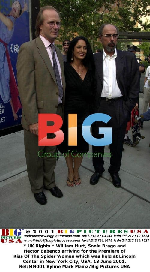 William Hurt, Sonia Brago and Hector Babenco at "Kiss Of The Spider Woman" Premiere
