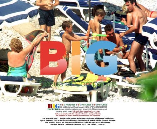 Louis and Pauline, Princess Stephanie's children, with family on the French Riviera