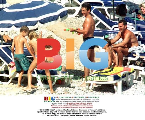 Louis and Pauline with Daniel Ducruet on beach