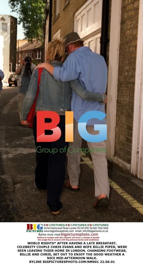 Chris Evans and Billie Piper out for a walk