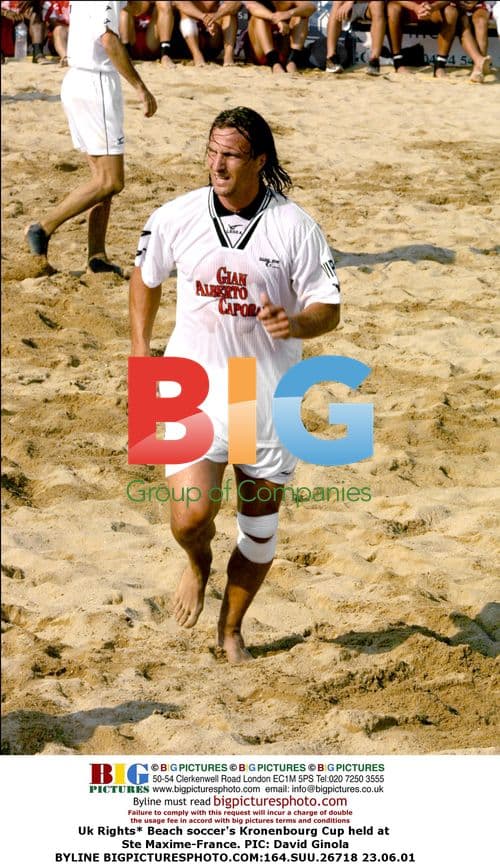 David Ginola at Kronenbourg Cup beach soccer event