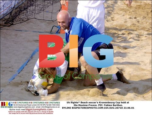 Fabien Barthez at Kronenbourg Cup beach soccer event