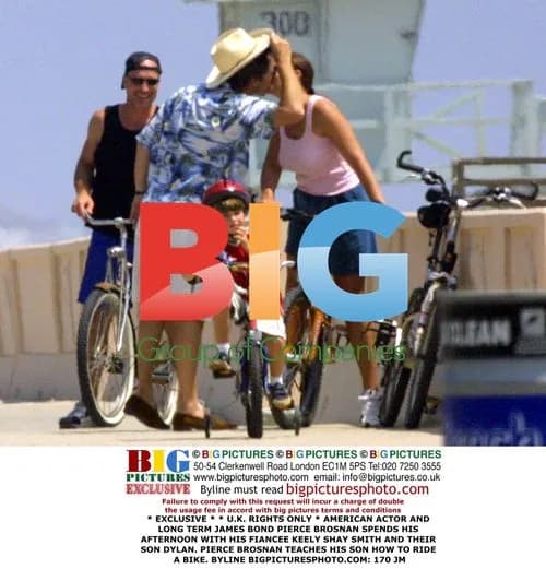 Pierce Brosnan Teaches Son Bike Riding
