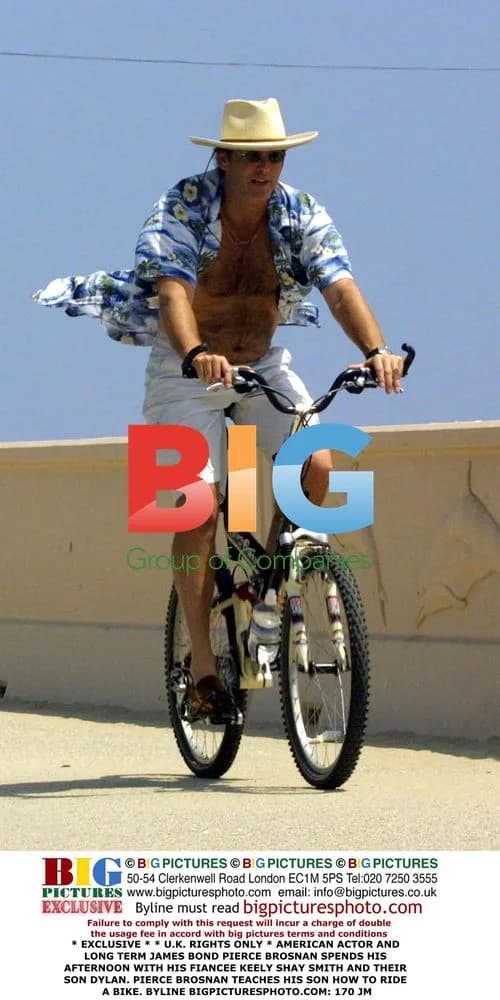 Pierce Brosnan Teaches Son Dylan to Ride Bike