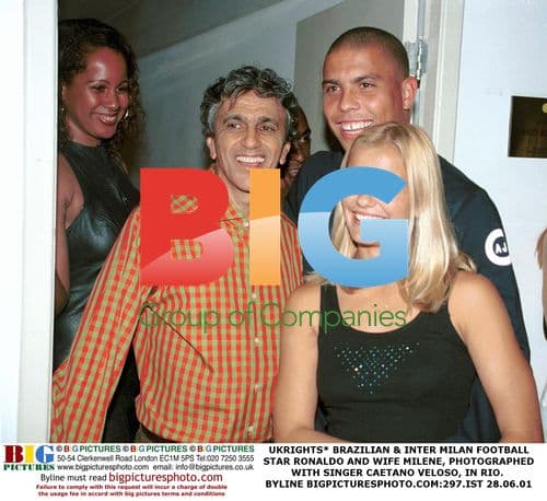 Ronaldo and wife Milene with Caetano Veloso in Rio