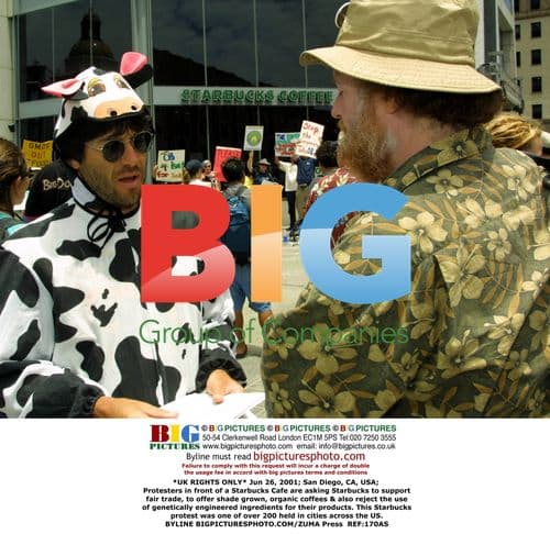 Protesters at Starbucks Cafe in San Diego