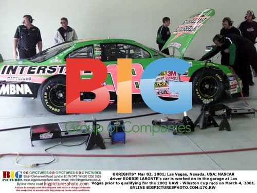 Bobbie Labonte's NASCAR car in the garage