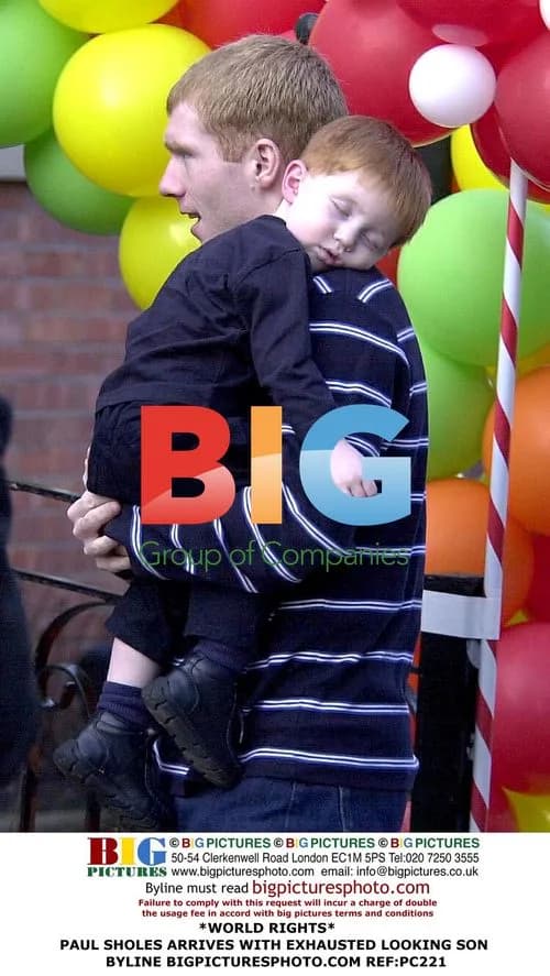 Paul Scholes Arrives with Exhausted Son