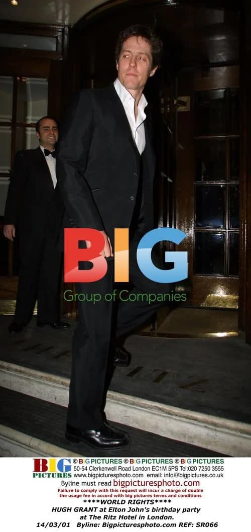 Hugh Grant at Elton John's birthday party
