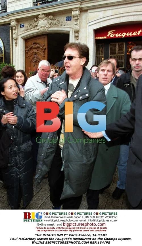 Paul McCartney leaves Fouquet's Restaurant in Paris
